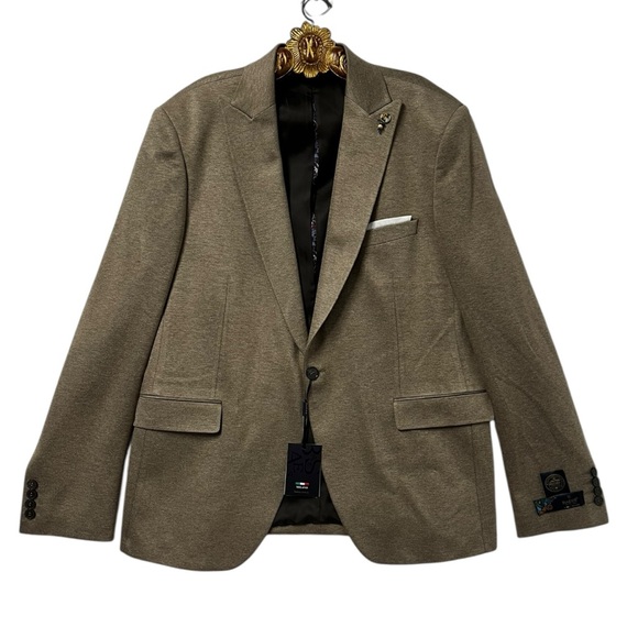 Baess Milano Brown Blazer Men's 48R Wool Poly Lined Tailored Italian Classic NWT
